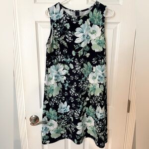 Navy & Green Floral Dress